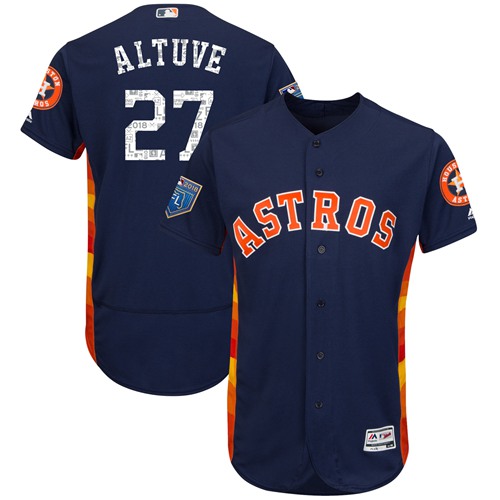 Astros #27 Jose Altuve Navy Blue 2018 Spring Training Authentic Flex Base Stitched MLB Jersey - Click Image to Close